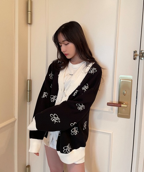 ANDGEEBEE（アンジービー）の「UNISEX モノグラムニットカーデ（ニット/セーター・レディース・ホワイト/ブラック・MEDIUM）」の12枚目の写真