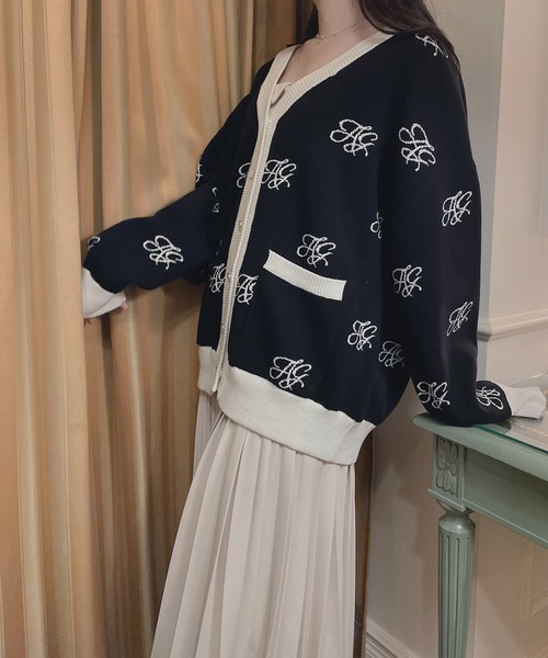 ANDGEEBEE（アンジービー）の「UNISEX モノグラムニットカーデ（ニット/セーター・レディース・ホワイト/ブラック・MEDIUM）」の20枚目の写真