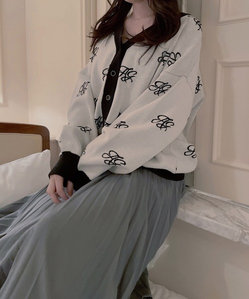 ANDGEEBEE（アンジービー）の「UNISEX モノグラムニットカーデ（ニット/セーター・レディース・ホワイト/ブラック・MEDIUM）」の16枚目の写真