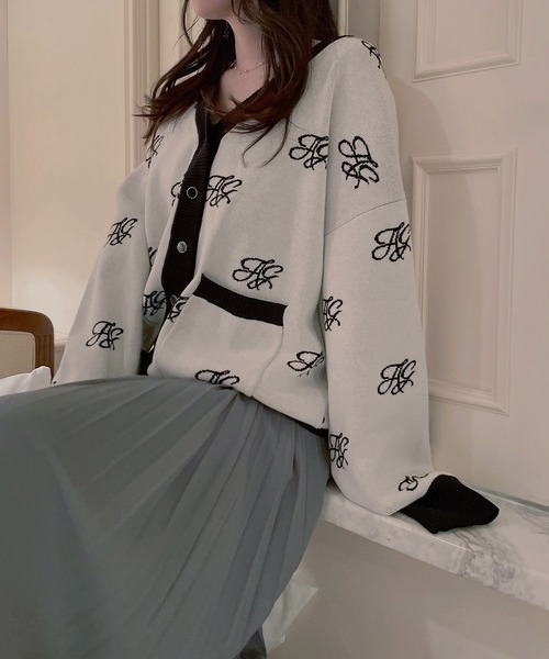 ANDGEEBEE（アンジービー）の「UNISEX モノグラムニットカーデ（ニット/セーター・レディース・ホワイト/ブラック・MEDIUM）」の21枚目の写真