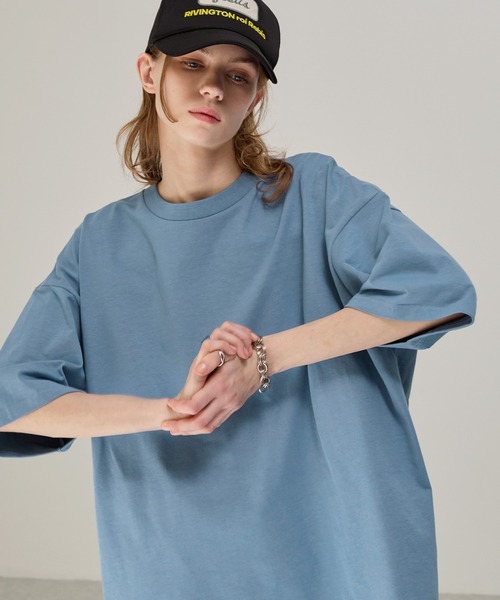 EMMA CLOTHES（エマクローズ）の「ヘビーウェイトコットン ルーズシルエットカットソー EMMA CLOTHES（Tシャツ/カットソー・メンズ・ホワイト/ブラック/アッシュブラウン/イエロー/ブルー/グリーン/チャコール/オレンジ/ダークブラウン/オレンジ系/ライトベージュ/レッド系/アイボリー/セージグリーン/ネイビー/ブルー系/ダークパープル/ブラウン/ライトグレー/カーキブラウン/ブルー系1/スモークピンク・M/L/S）」の16枚目の写真