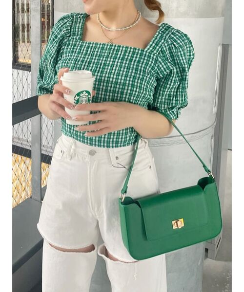 EVRIS（エヴリス）の「ランドスケープハンドBAG（ショルダーバッグ・レディース・ホワイト/ブラック/パープル/グリーン・FREE）」の5枚目の写真