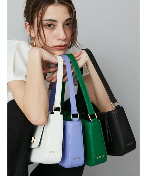 EVRIS（エヴリス）の「ランドスケープハンドBAG（ショルダーバッグ・レディース・ホワイト/ブラック/パープル/グリーン・FREE）」の7枚目の写真