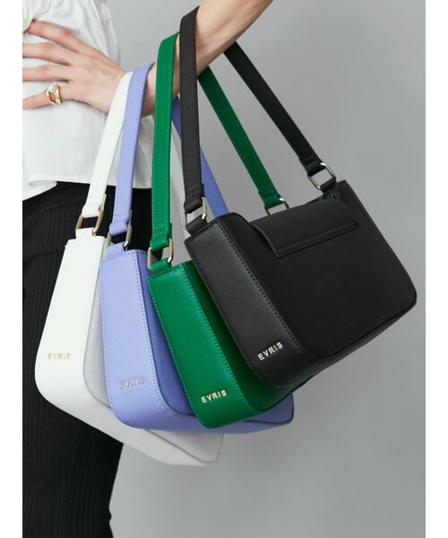 EVRIS（エヴリス）の「ランドスケープハンドBAG（ショルダーバッグ・レディース・ホワイト/ブラック/パープル/グリーン・FREE）」の9枚目の写真