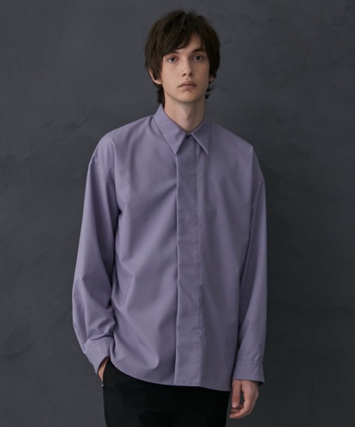 PUBLIC TOKYO（パブリックトウキョウ）の「含浸レイヤードオーバーシャツ（シャツ/ブラウス・メンズ・ブラック/ベージュ/ライトパープル・1/2）」の3枚目の写真