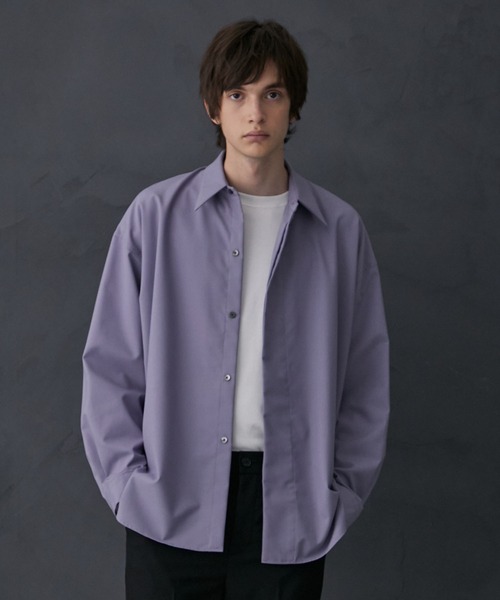 PUBLIC TOKYO（パブリックトウキョウ）の「含浸レイヤードオーバーシャツ（シャツ/ブラウス・メンズ・ブラック/ベージュ/ライトパープル・1/2）」の21枚目の写真