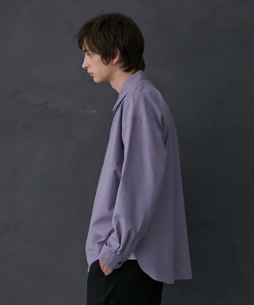 PUBLIC TOKYO（パブリックトウキョウ）の「含浸レイヤードオーバーシャツ（シャツ/ブラウス・メンズ・ブラック/ベージュ/ライトパープル・1/2）」の7枚目の写真