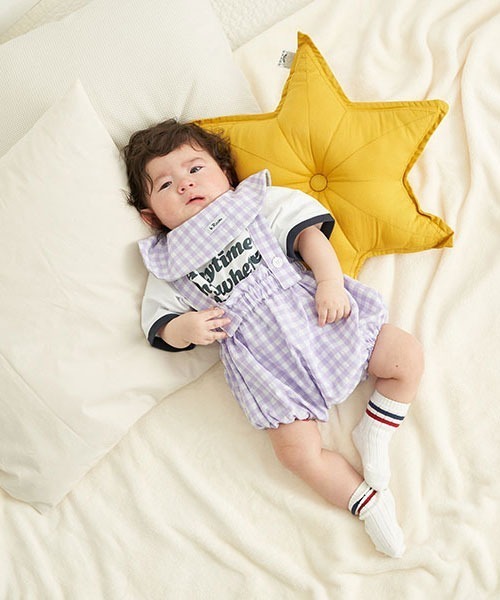 b・ROOM(ビールーム)の「Any Any Anyリンガーロンパース(ロンパース・キッズ・オフホワイト/サックスブルー/ライトピンク・80cm/70cm)」の13枚目の写真