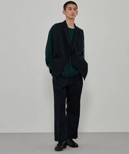 CITY TOKYO（シティトウキョウ）の「カーブドエッジテーラードベスト（テーラードジャケット・メンズ・ブラック/ダークグレー/ダークブルー・1/2）」の6枚目の写真