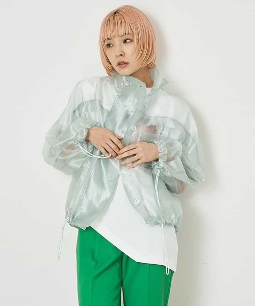 A de a.v.v（アードアー・ヴェ・ヴェ）の「オーガンジージャケット（その他アウター・レディース・ホワイト/ミント・38/36）」の2枚目の写真