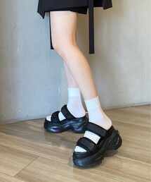 ◆【厚底／スポサン】ダブルベルト厚底スポーツサンダル