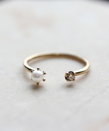 cui-cui（キュイキュイ）の「シャンパンダイヤモンド / パール フォーク リング | K10YG（リング）」