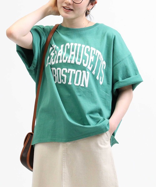 HONEYSUCKLE ROSE（ハニーサックルローズ）の「【HONEYSUCKLE ROSE】ビッグロゴプリントＴ（Tシャツ/カットソー・レディース・グリーン/ダークグレー/ホワイト/ネイビー・M/L）」の17枚目の写真