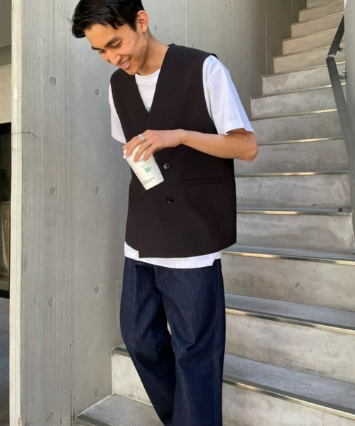 CIAOPANIC（チャオパニック）の「コーデのプラスに！TRベスト（ベスト・メンズ・ブラック/ベージュ/グレー・MEDIUM/LARGE）」の4枚目の写真