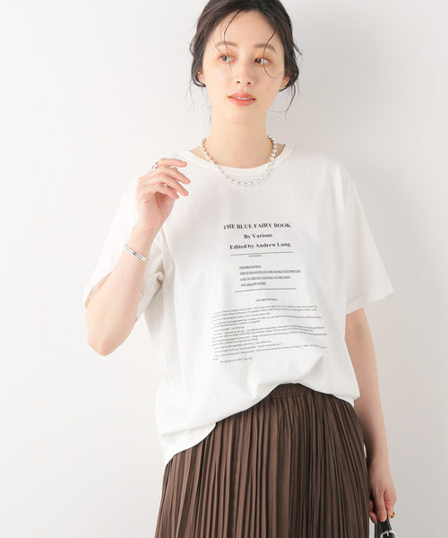 FRAMeWORK（フレームワーク）の「カバーページプリントT（Tシャツ/カットソー・レディース・ホワイト/ブラウン/ライトグリーン・FREE）」の13枚目の写真