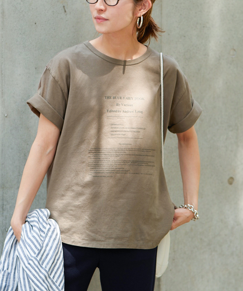 FRAMeWORK（フレームワーク）の「カバーページプリントT（Tシャツ/カットソー・レディース・ホワイト/ブラウン/ライトグリーン・FREE）」の8枚目の写真