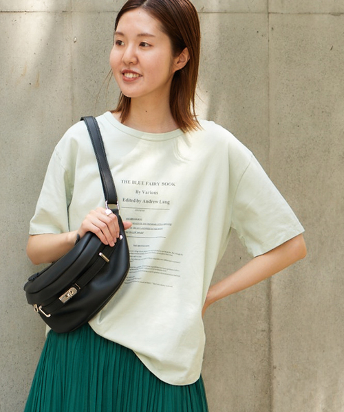FRAMeWORK（フレームワーク）の「カバーページプリントT（Tシャツ/カットソー・レディース・ホワイト/ブラウン/ライトグリーン・FREE）」の6枚目の写真