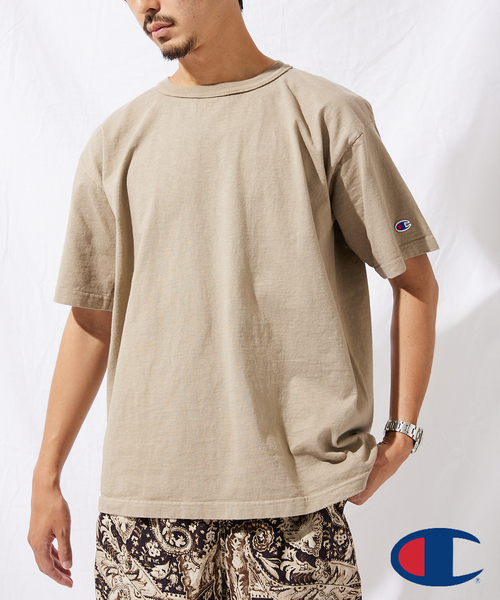 Champion（チャンピオン）の「【CHAMPION/チャンピオン】別注 T1011 Tシャツ（Tシャツ/カットソー・メンズ・チャコールグレー/ベージュ/グリーン/ボルドー/クリアブルー・MEDIUM/LARGE/X-LARGE）」の3枚目の写真