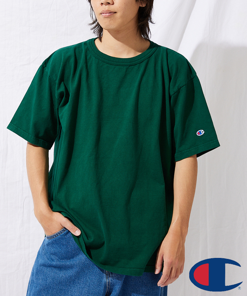 Champion（チャンピオン）の「【CHAMPION/チャンピオン】別注 T1011 Tシャツ（Tシャツ/カットソー・メンズ・チャコールグレー/ベージュ/グリーン/ボルドー/クリアブルー・MEDIUM/LARGE/X-LARGE）」の4枚目の写真