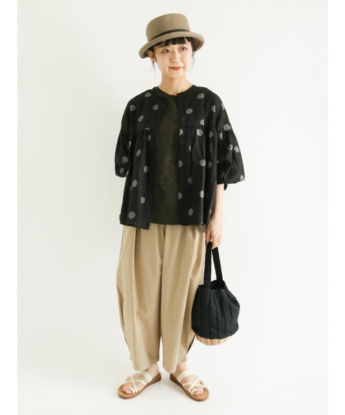 Samansa Mos2（サマンサ モスモス）の「レースパッチワークパフスリーブカットソー（Tシャツ/カットソー・レディース・パープル/オフホワイト/ミント/チャコール・ﾌﾘ-）」の14枚目の写真