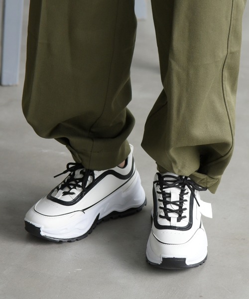 NOFALL（ノーフォール）の「バイカラー厚底ダッドスニーカー（スニーカー・レディース・ホワイト/ブラック・LL/3L/S/M/L）」の6枚目の写真