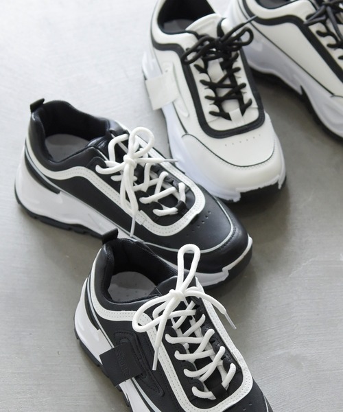 NOFALL（ノーフォール）の「バイカラー厚底ダッドスニーカー（スニーカー・レディース・ホワイト/ブラック・LL/3L/S/M/L）」の21枚目の写真