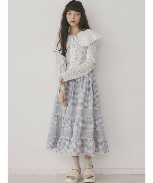 merry jenny(メリージェニー)の「イレギュラーチェックフレアスカート(スカート・レディース・ブラック/グレー・FREE)」の10枚目の写真