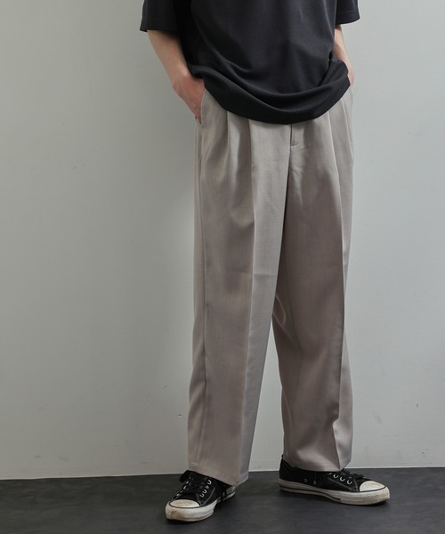 JUNRED(ジュンレッド)の「ソフトウィンドドレープワイドパンツ(スラックス・メンズ・ブラック系その他/チャコールグレー/ベージュ系その他/グリーン・S/M/L)」の11枚目の写真