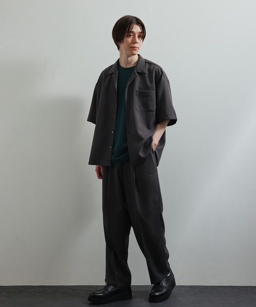 JUNRED(ジュンレッド)の「ソフトウィンドドレープワイドパンツ(スラックス・メンズ・ブラック系その他/チャコールグレー/ベージュ系その他/グリーン・S/M/L)」の12枚目の写真