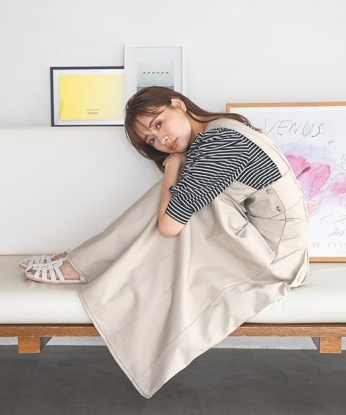 mysty woman(ミスティウーマン)の「セパレートジャンスカ 353177(ジャンパースカート・レディース・ブルー/グレイッシュベージュ/ブラック・FREE)」の9枚目の写真