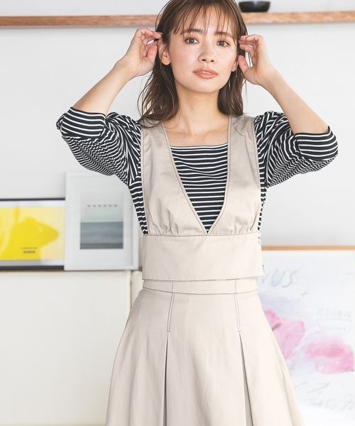 mysty woman(ミスティウーマン)の「セパレートジャンスカ 353177(ジャンパースカート・レディース・ブルー/グレイッシュベージュ/ブラック・FREE)」の12枚目の写真