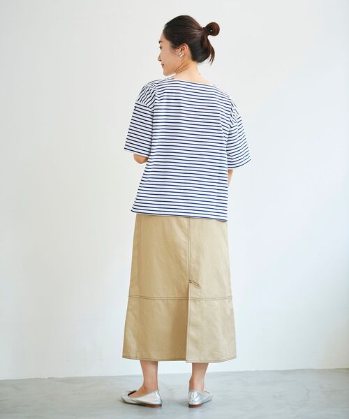 le.coeur blanc（ルクールブラン）の「オーガニックコットンボーダー5分袖プルオーバー（Tシャツ/カットソー・レディース・ブルー系その他2/グリーン系その他・38）」の7枚目の写真