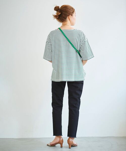 le.coeur blanc（ルクールブラン）の「オーガニックコットンボーダー5分袖プルオーバー（Tシャツ/カットソー・レディース・ブルー系その他2/グリーン系その他・38）」の12枚目の写真