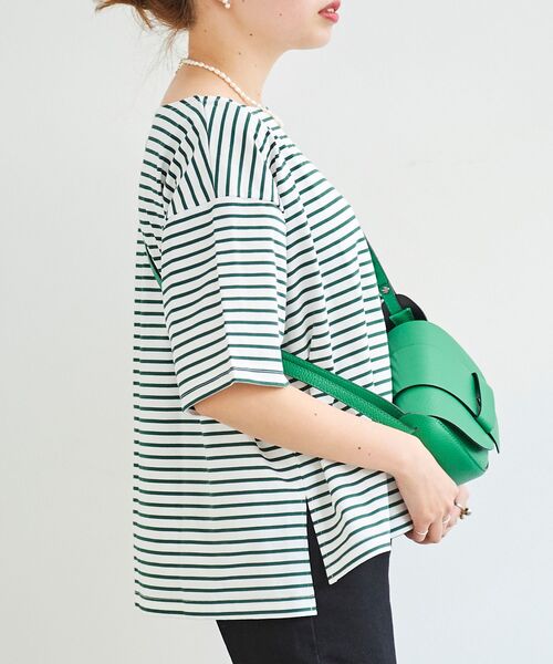 le.coeur blanc（ルクールブラン）の「オーガニックコットンボーダー5分袖プルオーバー（Tシャツ/カットソー・レディース・ブルー系その他2/グリーン系その他・38）」の13枚目の写真