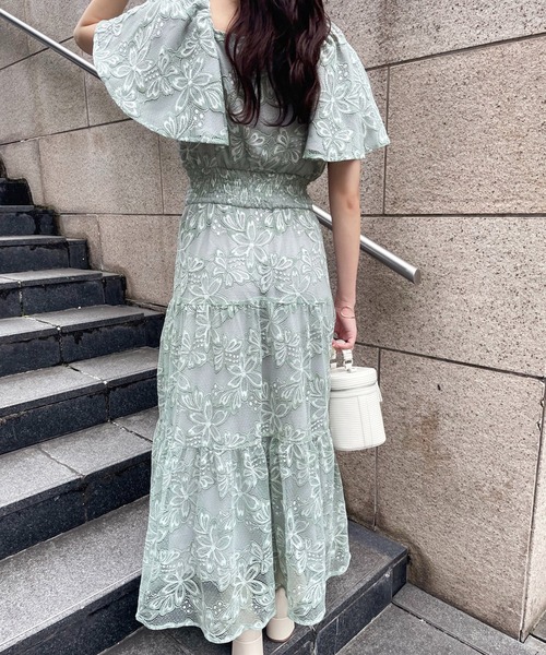 one after another NICE CLAUP(ワンアフターアナザーナイスクラップ)の「フレア袖ティアードワンピ(ワンピース・レディース・グレー系その他/グリーン系その他/ピンク系その他・FREE)」の18枚目の写真