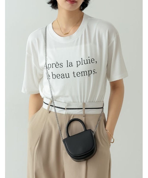 Re:EDIT(リエディ)の「接触冷感とろみロゴTシャツ(Tシャツ/カットソー・レディース・オレンジ/グリーン/ホワイト×ブラック/スミクロ/グレイッシュベージュ・MEDIUM/LARGE)」の2枚目の写真