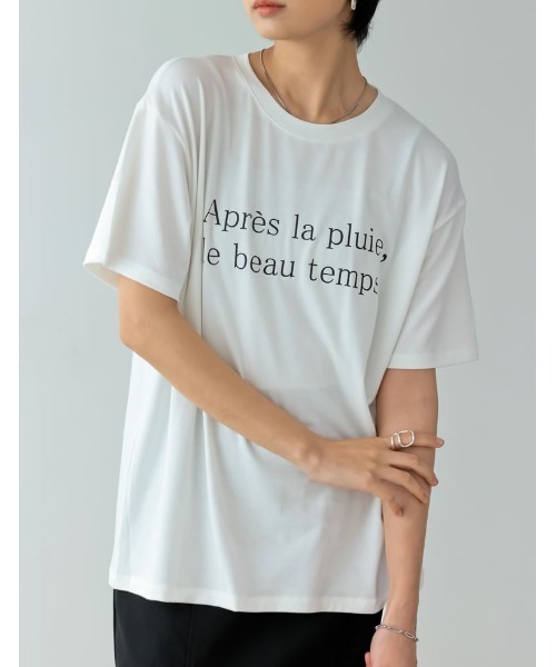 Re:EDIT(リエディ)の「接触冷感とろみロゴTシャツ(Tシャツ/カットソー・レディース・オレンジ/グリーン/ホワイト×ブラック/スミクロ/グレイッシュベージュ・MEDIUM/LARGE)」の9枚目の写真