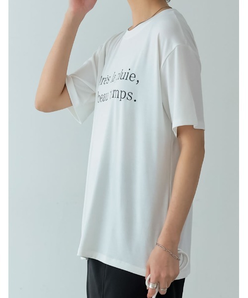 Re:EDIT(リエディ)の「接触冷感とろみロゴTシャツ(Tシャツ/カットソー・レディース・オレンジ/グリーン/ホワイト×ブラック/スミクロ/グレイッシュベージュ・MEDIUM/LARGE)」の10枚目の写真