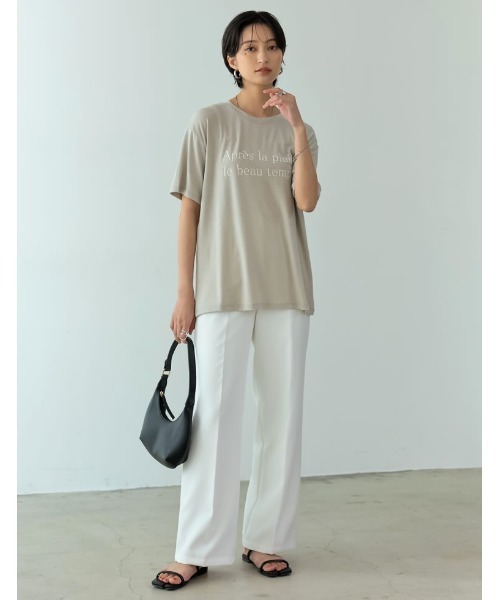 Re:EDIT(リエディ)の「接触冷感とろみロゴTシャツ(Tシャツ/カットソー・レディース・オレンジ/グリーン/ホワイト×ブラック/スミクロ/グレイッシュベージュ・MEDIUM/LARGE)」の18枚目の写真