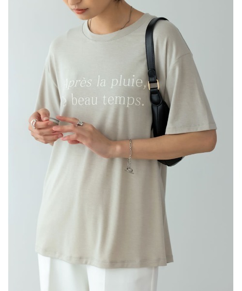 Re:EDIT(リエディ)の「接触冷感とろみロゴTシャツ(Tシャツ/カットソー・レディース・オレンジ/グリーン/ホワイト×ブラック/スミクロ/グレイッシュベージュ・MEDIUM/LARGE)」の16枚目の写真