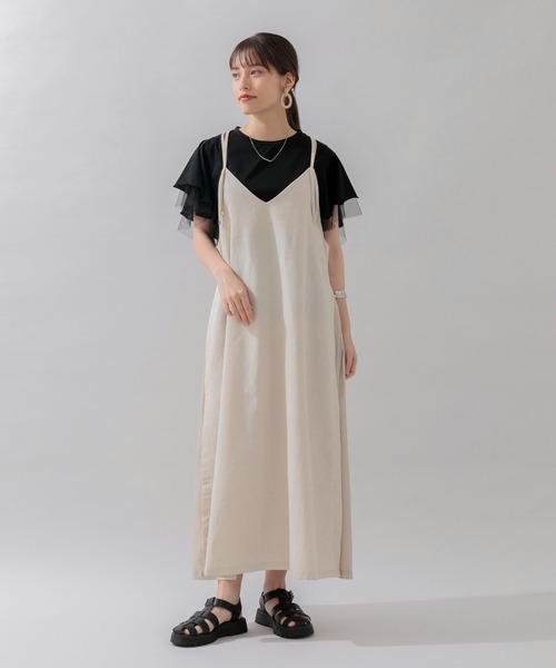 Paradise Picnic（パラダイスピクニック）の「スリット切替ワンピース（ワンピース・レディース・ベージュ/ネイビー・FREE）」の2枚目の写真