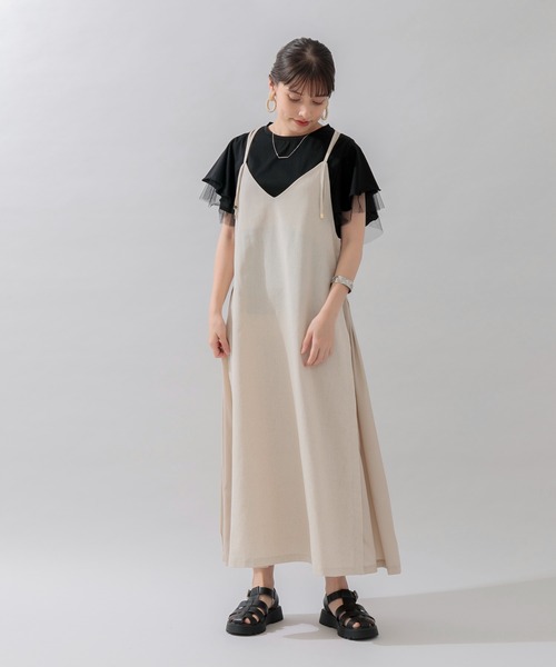 Paradise Picnic（パラダイスピクニック）の「スリット切替ワンピース（ワンピース・レディース・ベージュ/ネイビー・FREE）」の3枚目の写真