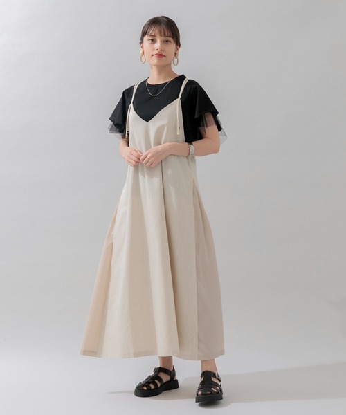 Paradise Picnic（パラダイスピクニック）の「スリット切替ワンピース（ワンピース・レディース・ベージュ/ネイビー・FREE）」の5枚目の写真