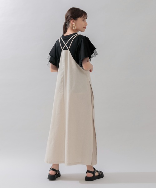 Paradise Picnic（パラダイスピクニック）の「スリット切替ワンピース（ワンピース・レディース・ベージュ/ネイビー・FREE）」の16枚目の写真