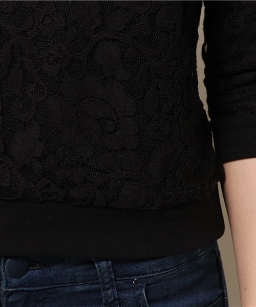 VENCEEXCHANGE（ヴァンスエクスチェンジ）の「レーススウェット七分袖プルオーバー    （スウェット・レディース・オフホワイト/ブラック/ネイビー・MEDIUM）」の10枚目の写真