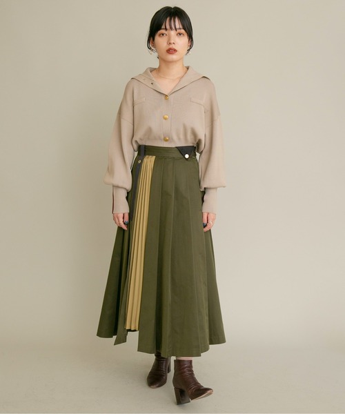 Eimee Law（エイミーロウ）の「タックプリーツデザインスカート（スカート・レディース・カーキ/オレンジ系/ブラック・38）」の22枚目の写真