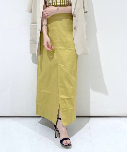 mysty woman（ミスティウーマン）の「ストレッチナロースカート 123187（スカート・レディース・イエロー/アイボリー/チャコール・FREE）」の3枚目の写真