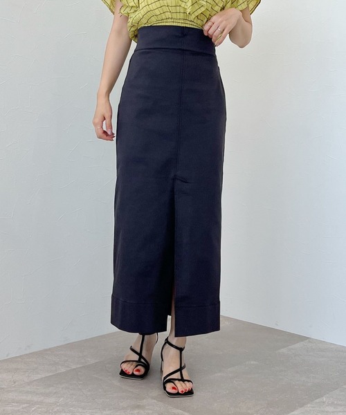 mysty woman（ミスティウーマン）の「ストレッチナロースカート 123187（スカート・レディース・イエロー/アイボリー/チャコール・FREE）」の2枚目の写真