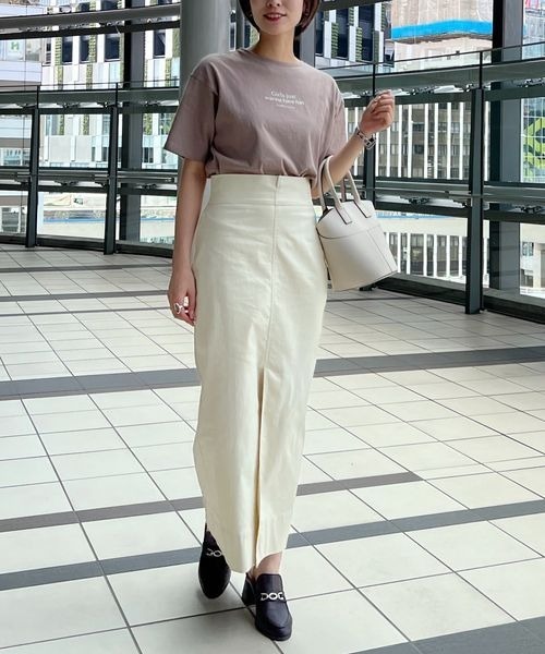 mysty woman（ミスティウーマン）の「ストレッチナロースカート 123187（スカート・レディース・イエロー/アイボリー/チャコール・FREE）」の9枚目の写真