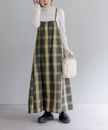 PUAL CE CIN | 【Du noir】WEB限定カラーあり／ダブルストラップ ビッグチェックキャミワンピース(ワンピース)
